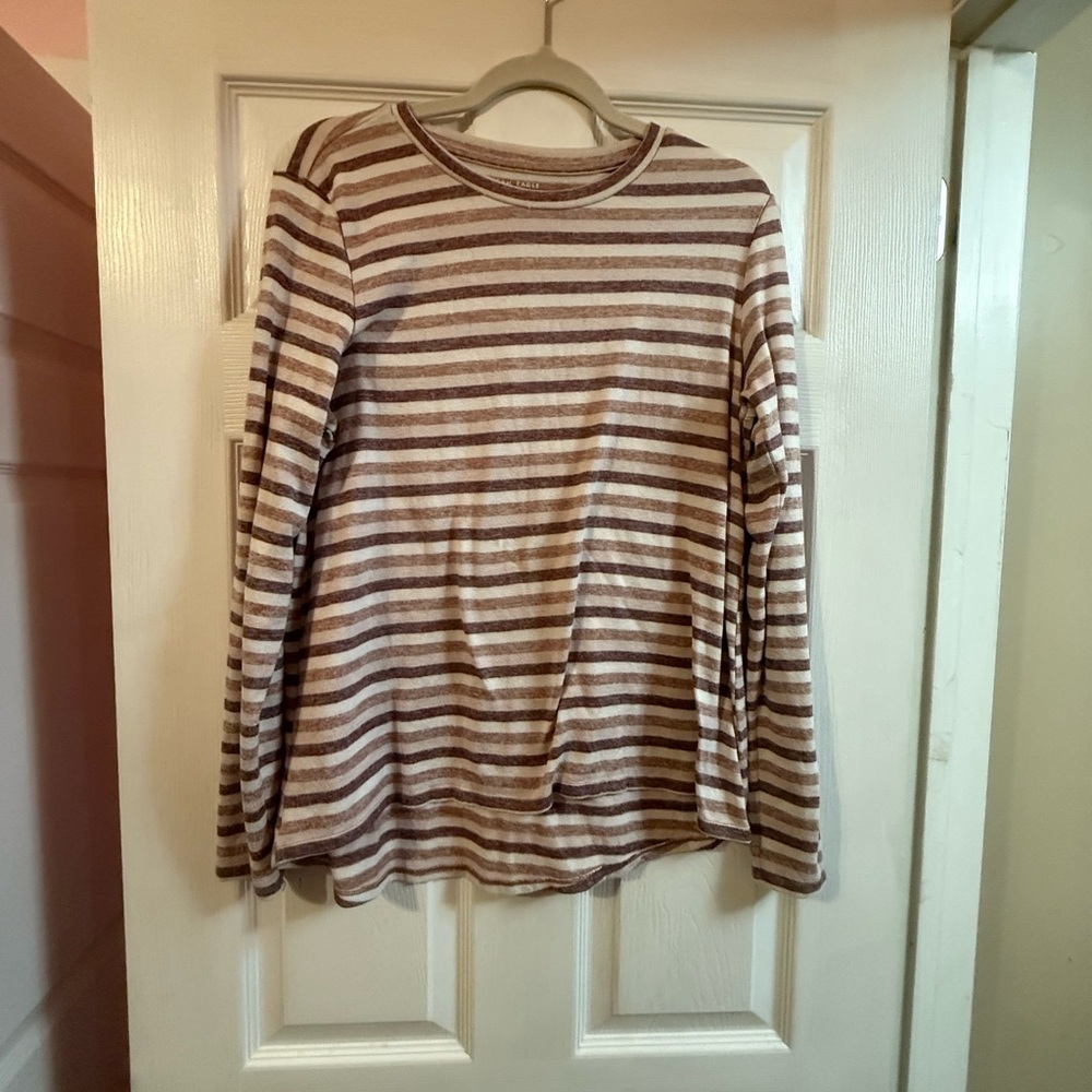 American Eagle Outfitters Brown and Cream Striped Top